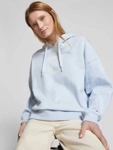 Bluza z kapturem typu oversized z obniżonymi ramionami Tommy Hilfiger niebieska