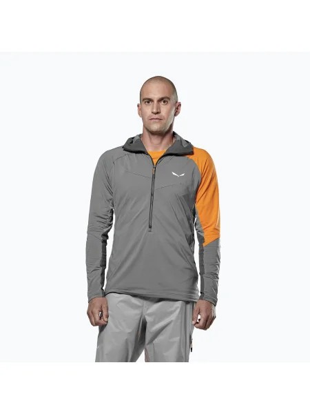 Tricou de trekking pentru bărbați Salewa NXT Hyb Zip Tee nuanță liniștită