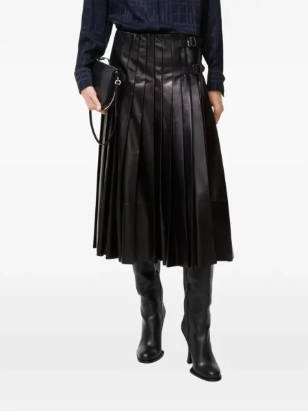 Fustă din piele Burberry negru