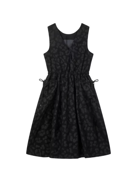 Rochie midi Tomboy fără mâneci din jacard negru