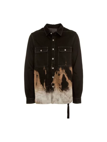 Rick Owens kurtka jeansowa Outershirt przejściowa oversize czarny