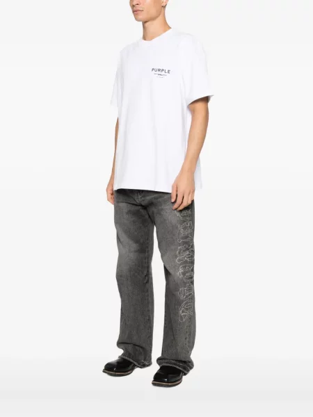 Tricou Purple Brand din jerseu scurt alb