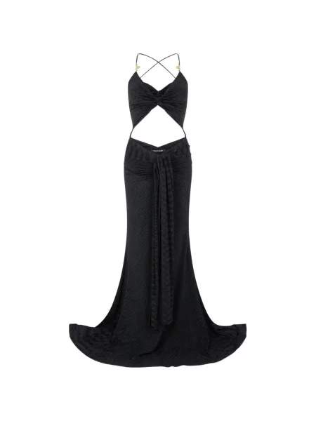 Rochie maxi Roberto Cavalli cu model piele de șarpe negru