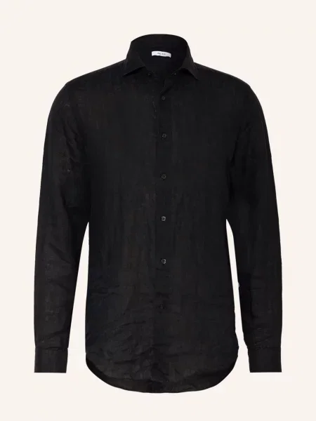 Reiss Lněná Košile Ruban Regular Fit černá