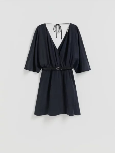 Reserved Rochie cu curea cu lanț bleumarin