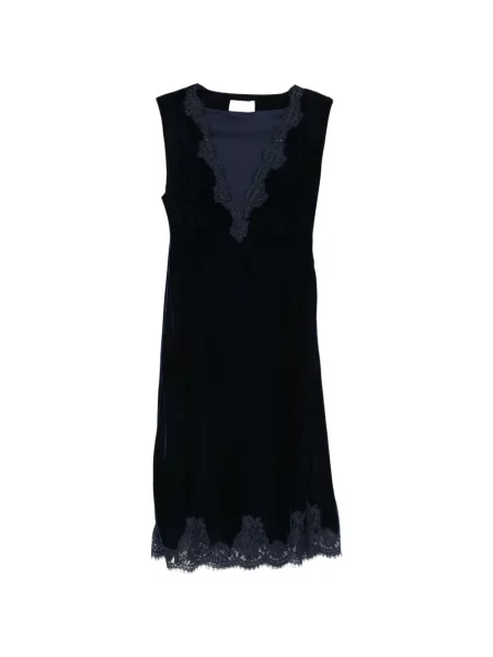 Rochie midi Ermanno Firenze de catifea albastru