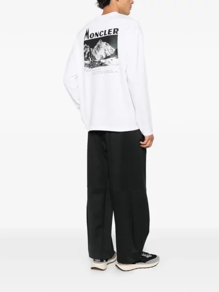 Lung tricou Moncler cu imagine alb