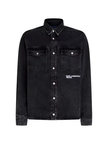 Geacă de blugi Karl Lagerfeld Jeans cu imagine negru