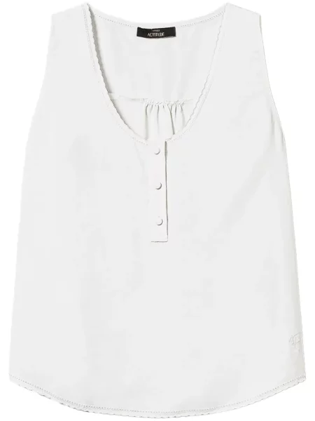 Top Twinset cu broderie alb