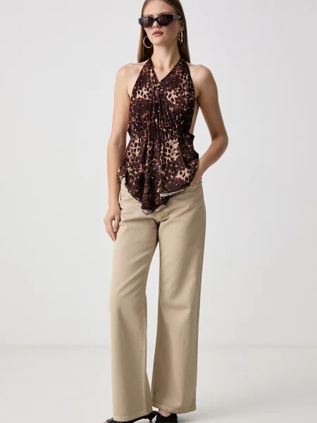 Juicy Couture блузка halter ABSTRACT ANIMAL MESH HALTER TOP