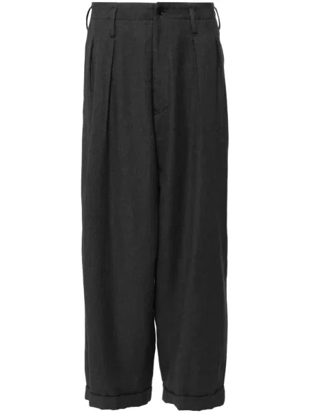Pantaloni Yohji Yamamoto plisate cu picior lat gri