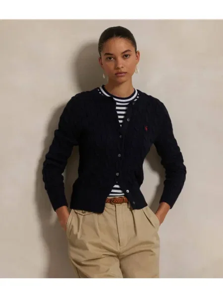 POLO RALPH LAUREN Kardigán | Slim Fit kék