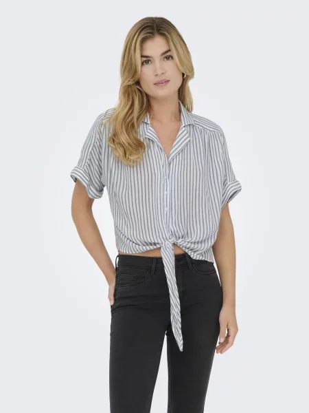 Сорочка повсякденна Only PAULA LIFE S/S TIE SHIRT світло-зелений зелена