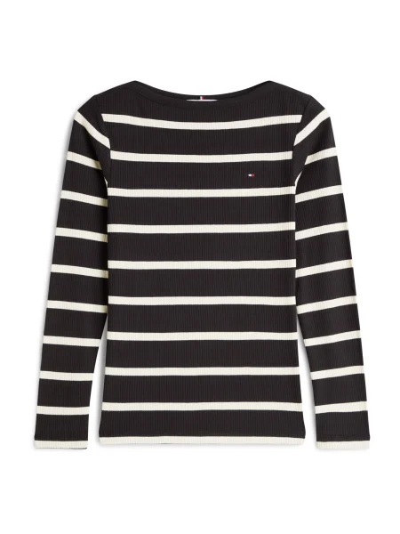 TOMMY HILFIGER Tricou / alb lână negru