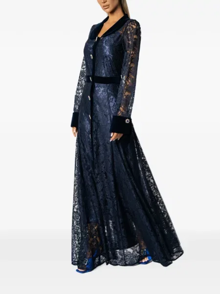 Rochie maxi Miau By Clara Rotescu de catifea albastru