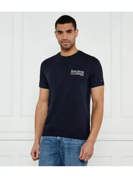 Tommy Hilfiger póló sötétkék férfi nyomott mintás kék