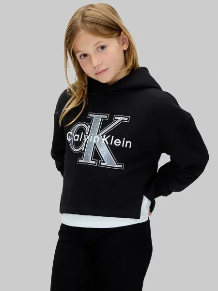 Calvin Klein Jeans Dětská mikina s bavlnou černá