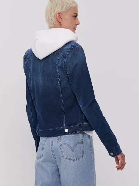 Džínová bunda Tommy Jeans tmavomodrá přechodná
