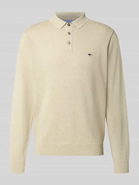 Sweter z dzianiny z kołnierzykiem polo i listwą guzikową Fynch-hatton beżowa