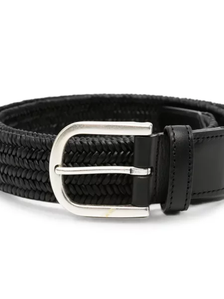 Cu centură curea Canali din piele negru