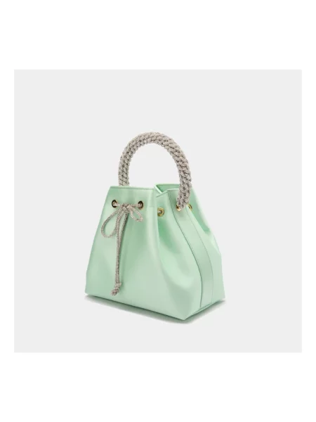 Satynowa mała torebka Hibourama z cyrkoniami szara