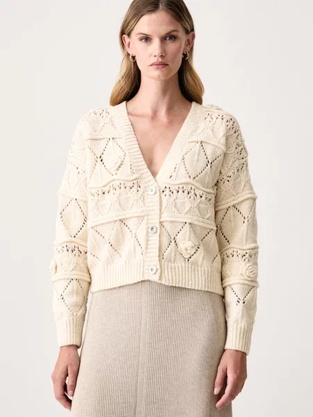 Fracomina cardigan pentru femei cu amestec de lână bej