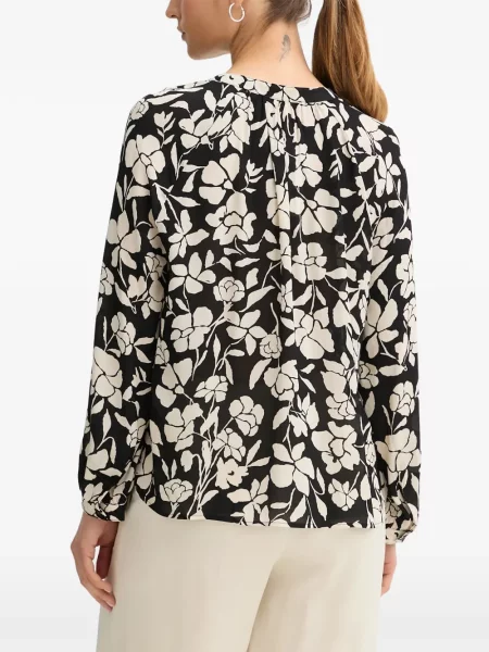 Lung bluză Benetton cu model floral cu imagine negru