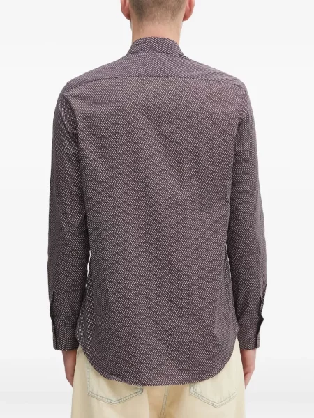 Cămașă Paul Smith cu imagine cu imprimeu geometric maro