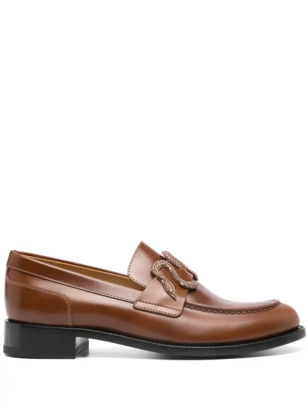 Kožené kamínky loafers René Caovilla hnědé