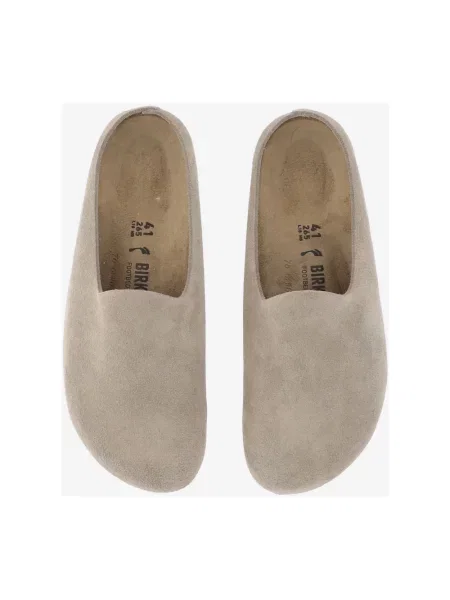 Klapki Birkenstock zamszowe beżowe