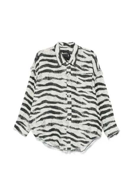 Koszula R13 z nadrukiem w zebrę biała