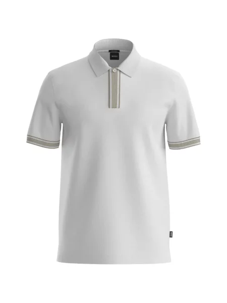 Tricou polo Boss cu dungi alb