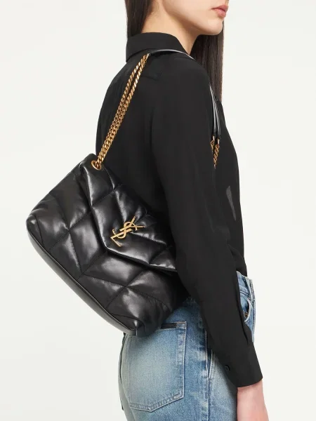 Kožená kožená taška Saint Laurent čierna