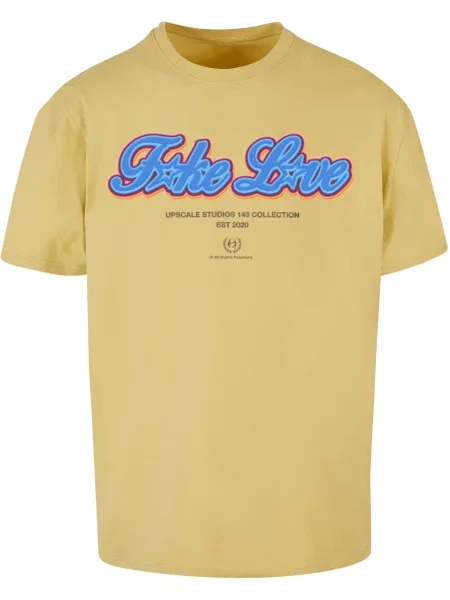 MT Upscale Tricou F*ke L*ve azur / galben / portocaliu negru