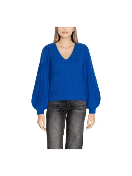 Sweter Guess wełniany z dekoltem w serek czarny