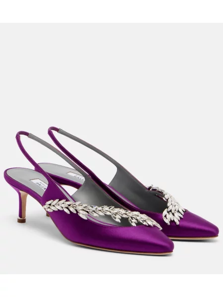 Pantofi cu toc Balenciaga din satin slingback violet