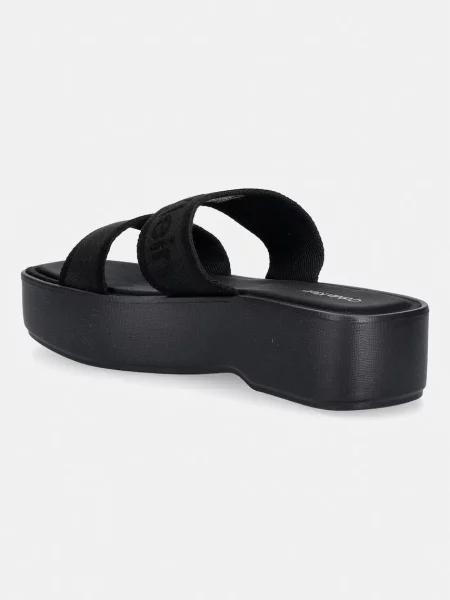 Calvin Klein klapki FLATFORM SNDL WEBBING czarne
