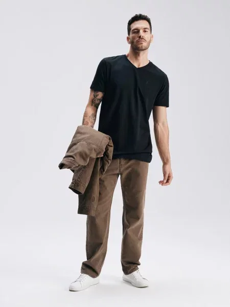 Футболка DIVERSE V Neck бавовна/еластан чорний