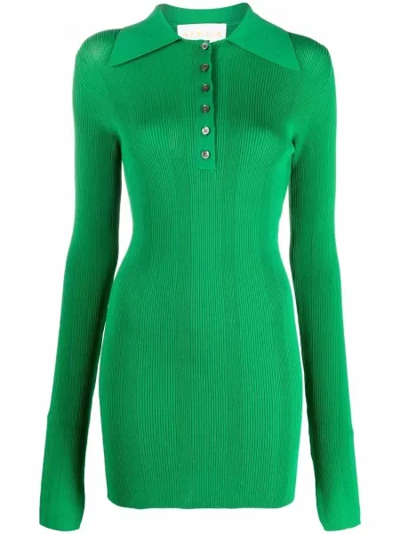 Dzianinowe polo Remain prążkowane zielone