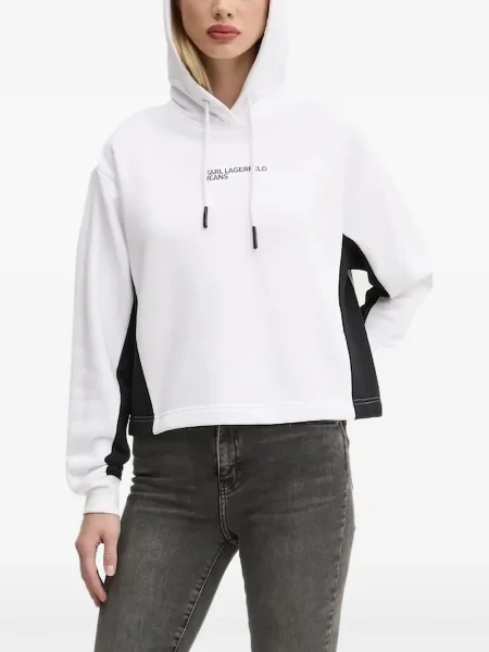 Hanorac cu glugă Karl Lagerfeld Jeans alb