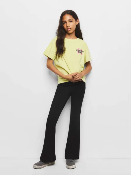Legginsy flare z przeszyciami Dzieci lata MANGO KIDS czarny