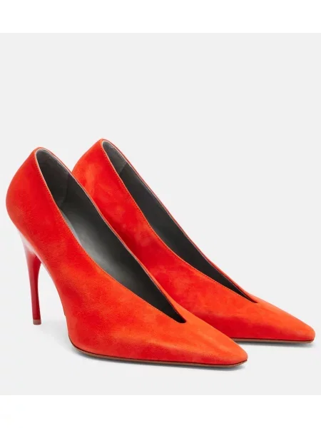 Pantofi cu toc Balenciaga din piele de căprioară roșu
