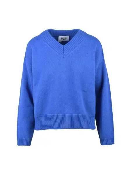 Sweter Alpha Studio wełniany niebieski