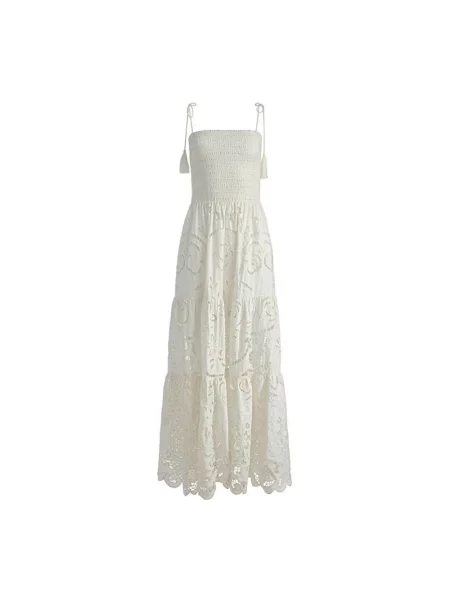 Haftowana sukienka maxi Alice + Olivia biała