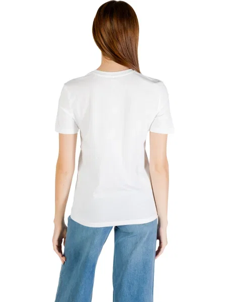 Koszulka Only z nadrukiem z krótkim rękawem o krotszym kroju biała