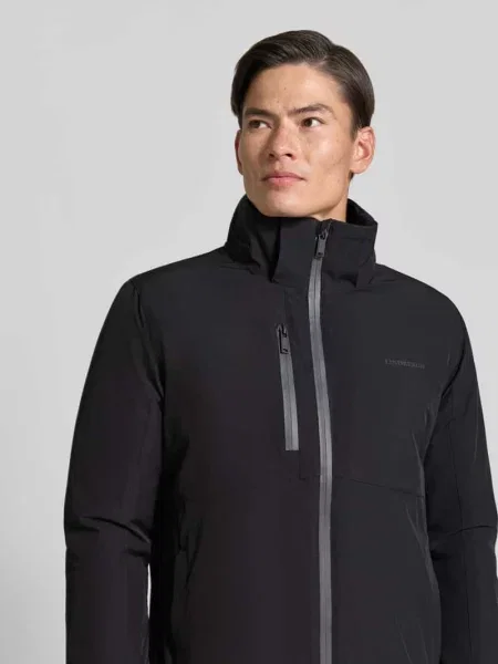 Parka o kroju regular fit z nadrukiem z logo Lindbergh granatowa