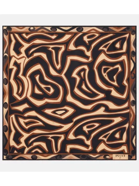 Fular Pucci de mătase maro