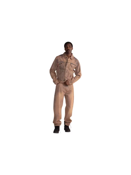 Pants Daily Paper Washed Shield Amba Jeans Denim M brązowe