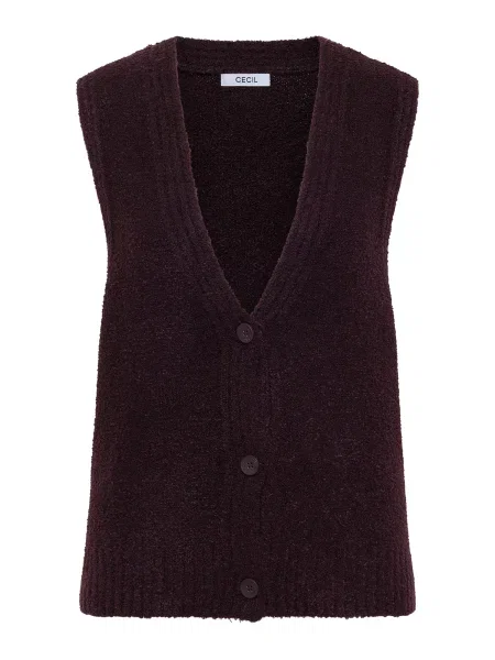 CECIL Pletená vesta baklažánová