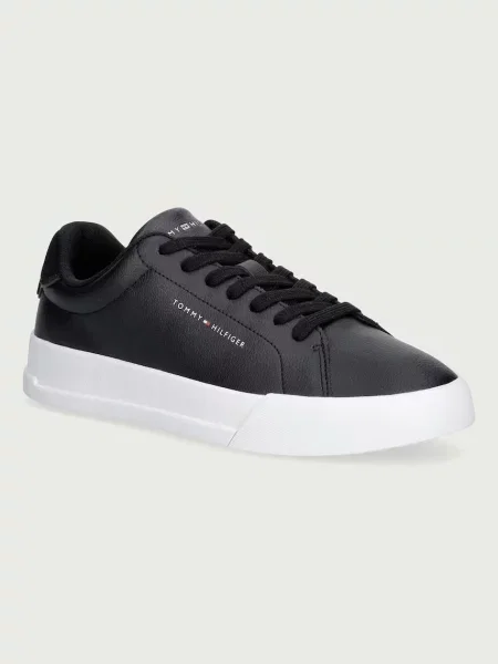 Sneakersy niskie z mieszanki skóry Tommy Hilfiger czarne